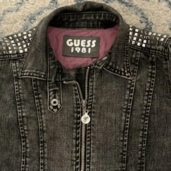GUESS 1981 black denim jacket small size - Picture 4 of 7